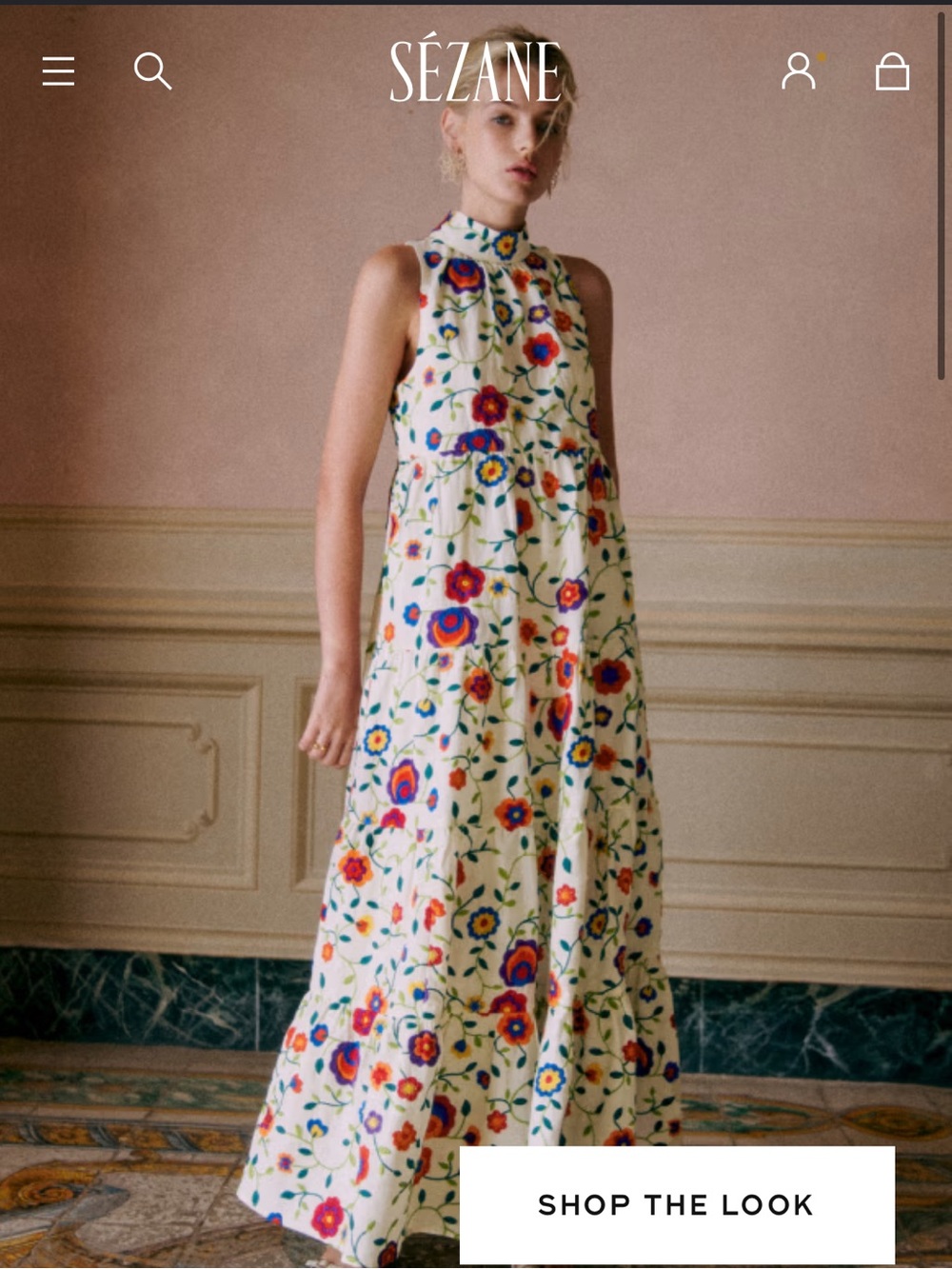 Sezane Halter-neck Maxi Dress Floral Print